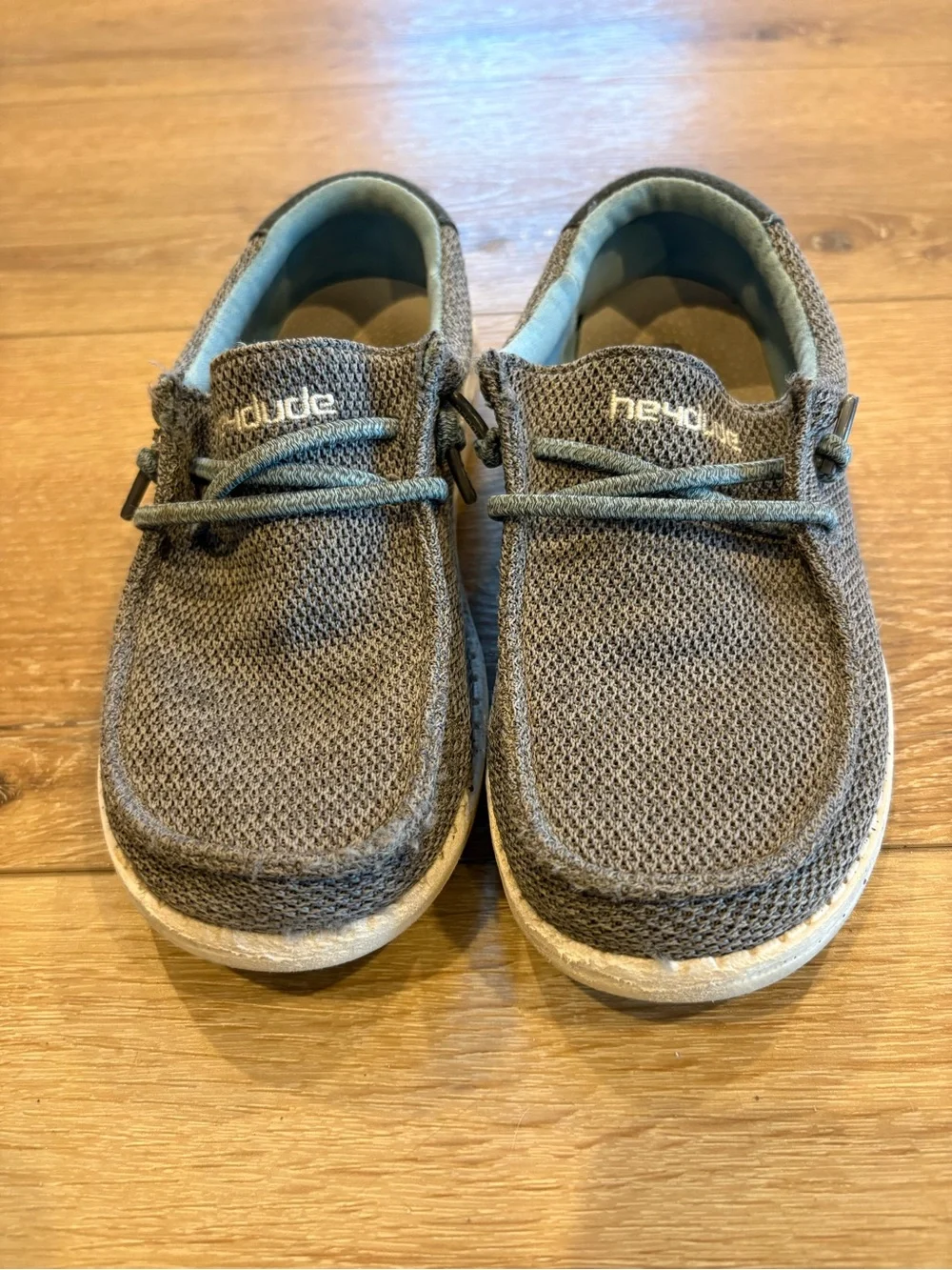 Hey Dude Casual Knit Slip-On Loafers in Gray with White Sole